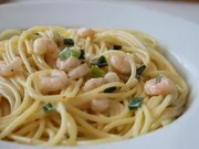 Spaghetti mit Garnelen-Sahnesauce - Rezept