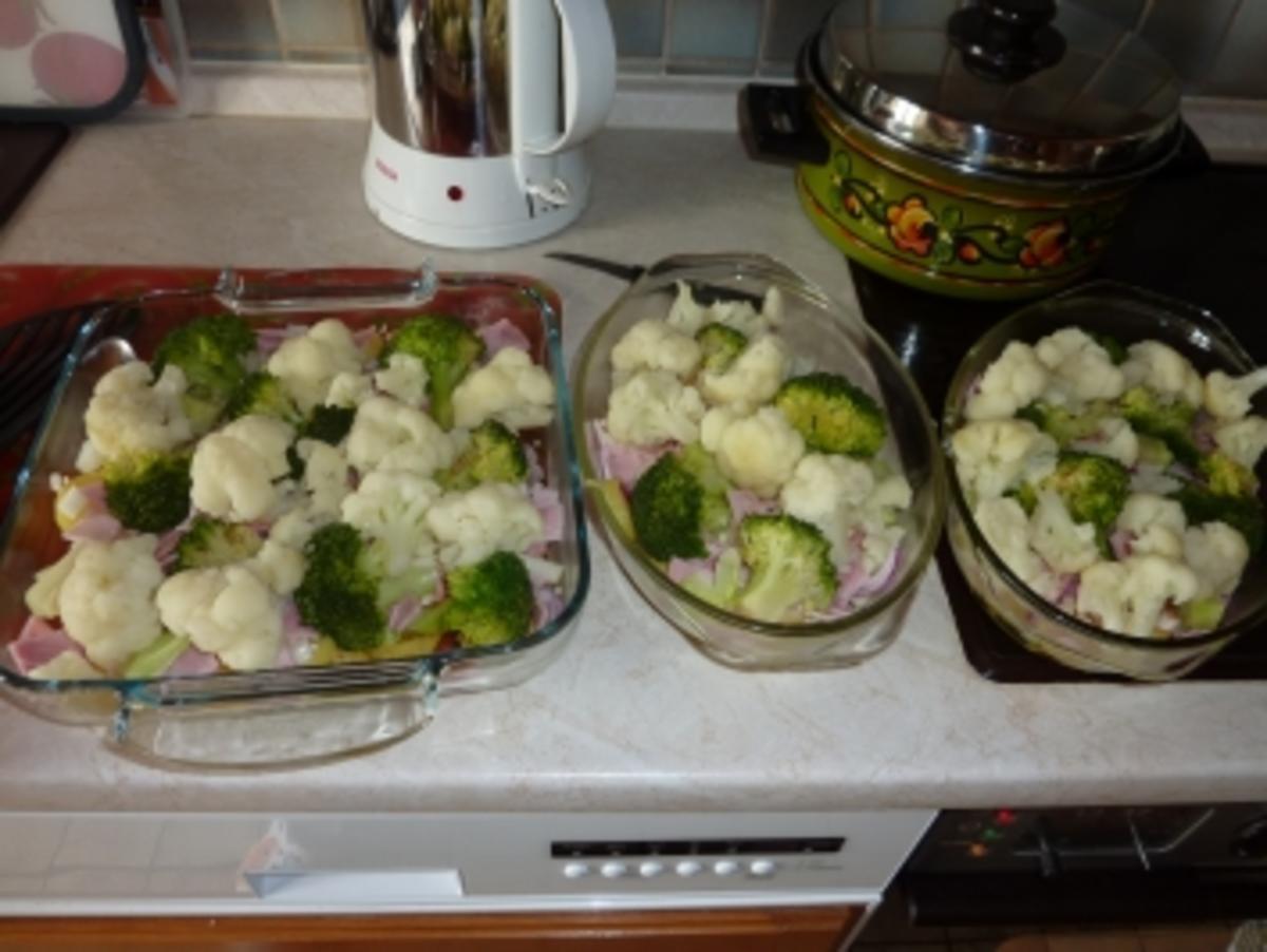Kartoffel-Broccoli-Blumenkohl-Gratin - Rezept