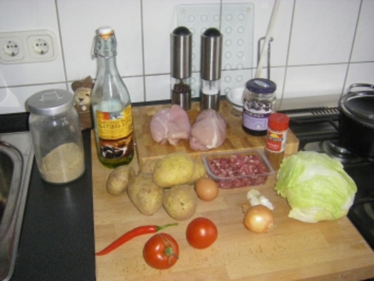 Mediterrane Hähnchenburger mit Knoblauch-Kartoffelpüree - Rezept - Bild Nr. 3