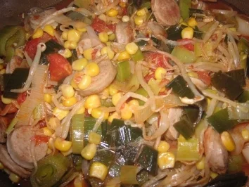 Bunte Bratwurstpfanne - Rezept