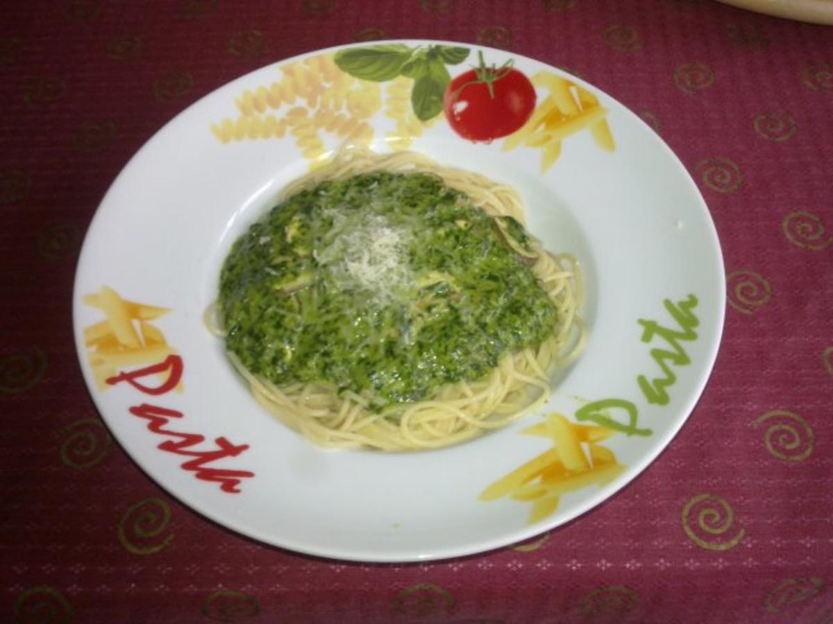 Spaghetti mit Würzspinat - Rezept