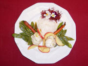 Safran-Seezungenröllchen mit Gemüse und Reis - Rezept
