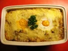 Rezept: "herzhafter Kartoffelauflauf m.Spiegelei " mit Käse überbacken "herzhafter Kartoffelauflauf m.Spiegelei " mit Käse überbacken - Rezept
