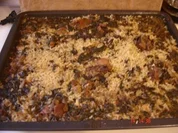 Lamm mit Reis und Spinat im Ofen - Rezept