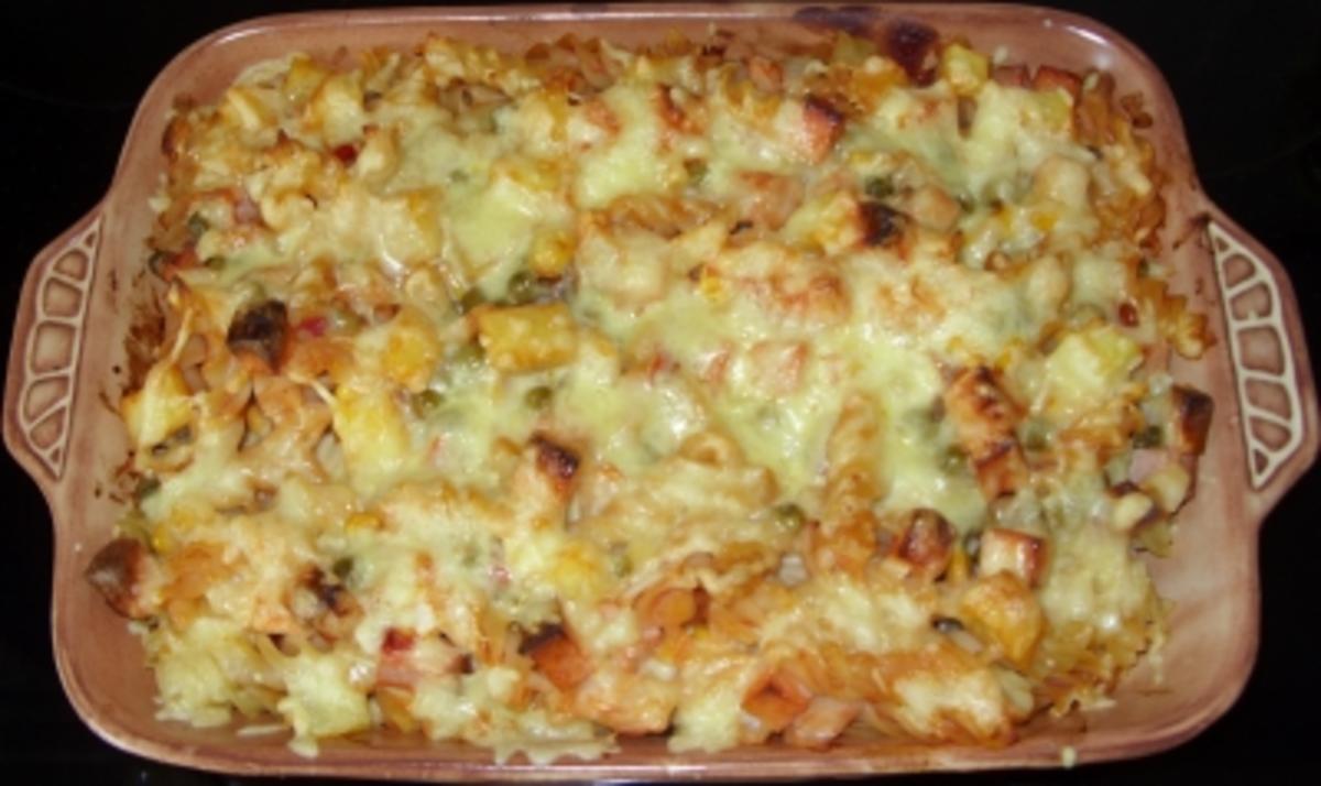 Auflauf herzhaft - Nudel-Kartoffel-Auflauf mit Leberkäse und Gemüse - Rezept - Bild Nr. 4