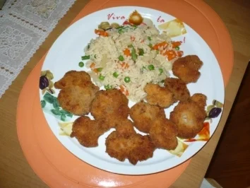 Rezept: Panierte Eierschwammerl mit Gemüsereis Bild Nr. 3 Panierte Eierschwammerl mit Gemüsereis - Rezept - Bild Nr. 3