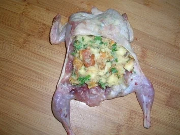 Gefüllte Wachteln mit Pfifferlingen, Portweinjus an buntem Linsen-Reis-Kartoffel-Rösti ( Fotos) - Rezept - Bild Nr. 15