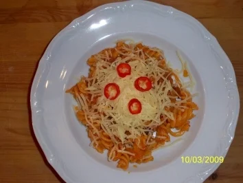 scharfe schlenkernudeln - Rezept