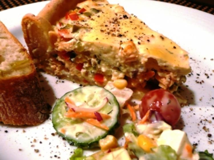 Frühlingszwiebel Quiche mit Lachs - Rezept - kochbar.de