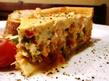 Frühlingszwiebel Quiche mit Lachs - Rezept