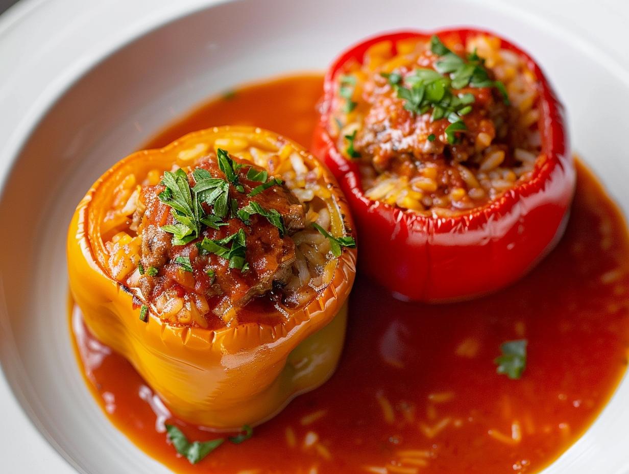 Paprika mit Hackfleisch-Reis-Füllung - Rezept - kochbar.de Paprika mit Hackfleisch-Reis-Füllung - Rezept - kochbar.de