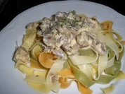 Pasta - Tagliatelle mit Champignons, Speck und Mozarella - Rezept