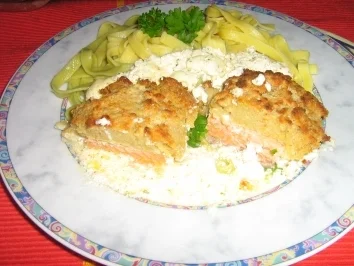 Zitronenlachs unter einer Parmesankruste mit Zitronensauce an Tagliatelle - Rezept - Bild Nr. 9
