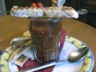 Rezept: Knobisuppe mit Tomaten und Fleichspieß Knobisuppe mit Tomaten und Fleichspieß - Rezept