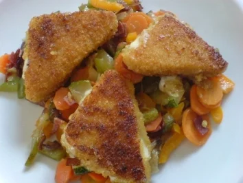 Ein Nest aus frischem Gartengemüse mit gefüllten Hähnchenschnitzel - Rezept - Bild Nr. 2