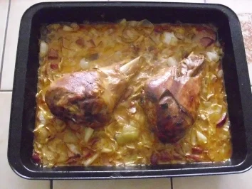 Geschmorte Putenunterkeule - Rezept