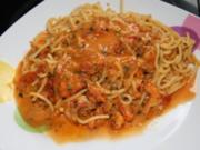 Spaghetti mit Garnelen in Kräuter-Tomaten-Sauce - Rezept