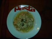 Spaghetti mit Garnelen-Lachs-Sahnesoße - Rezept