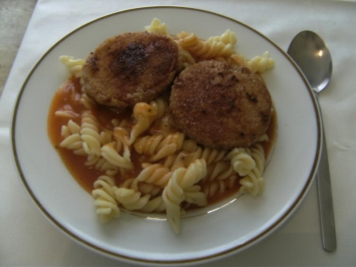 Bilder für HAUPTGERICHT - Spirelli mit Tomatensoße und Jägerschnitzel - Rezept