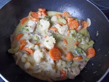 Hähnchenschenkel mit Reis und Kaisermeerrettichgemüse - Rezept - Bild Nr. 2