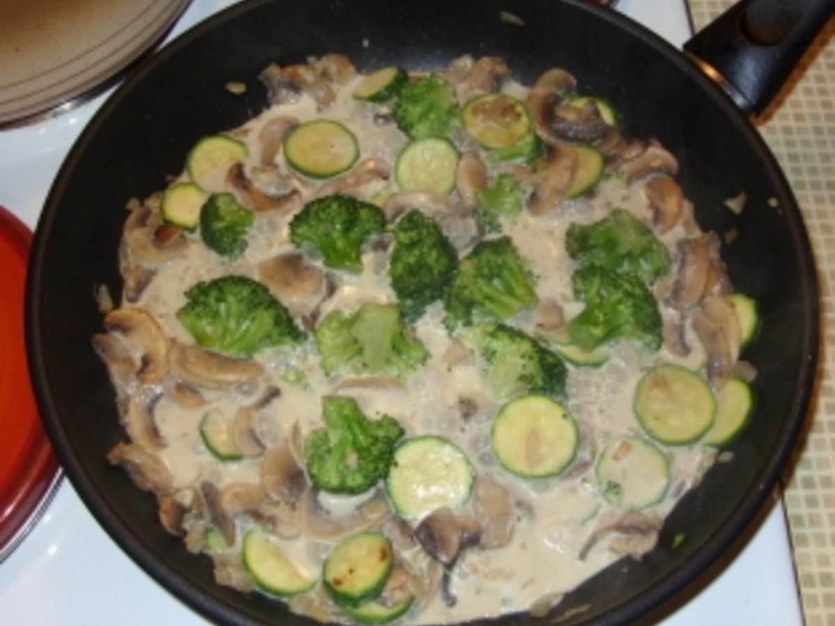 Champignon Gemüse mit Spiralnudeln - schnell &amp; einfach - 265 kcal/100g