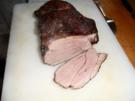 Rehkeule rosa gebraten durch  sanftes Garen - Rezept