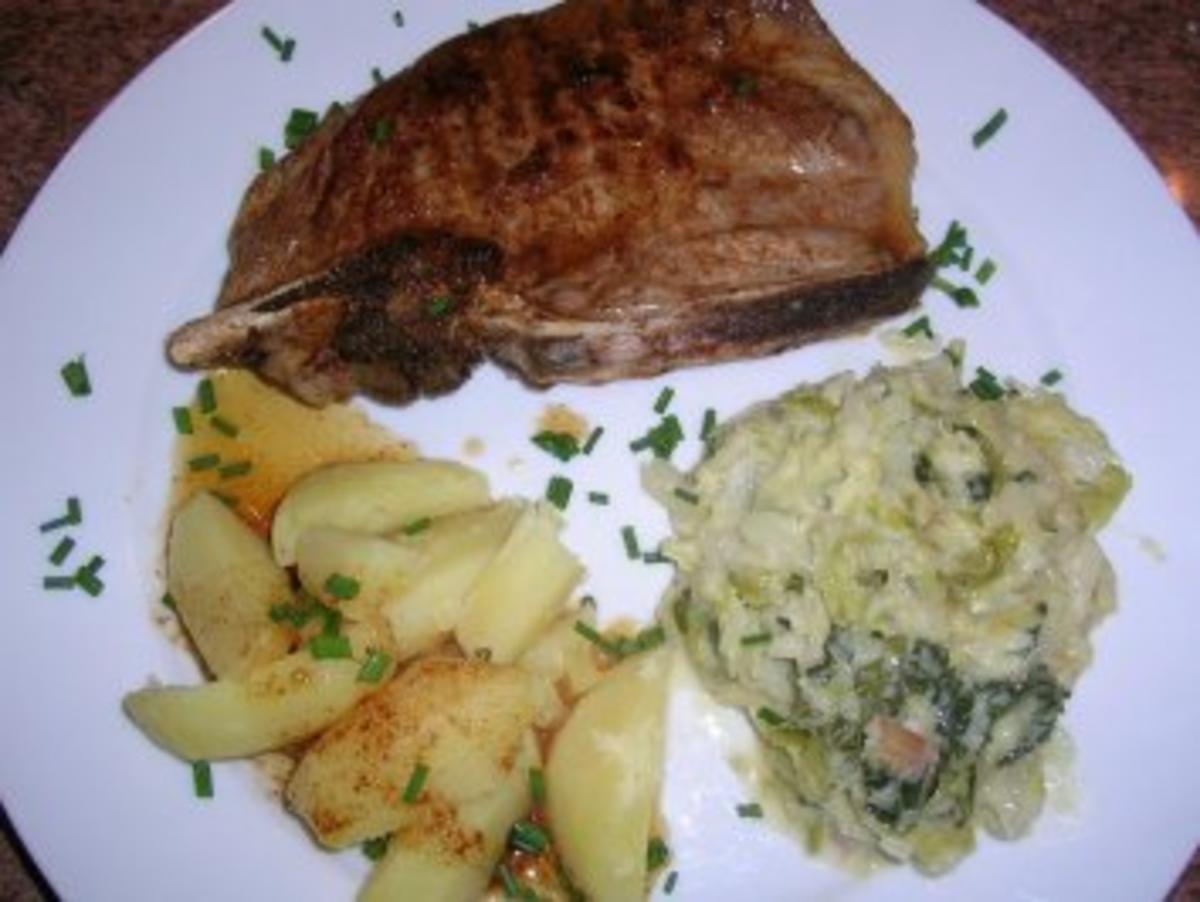 Wirsinggemüse mit natur gebratenem Kotelett und Salzkartoffeln (typische altdeutsche Küche) - Rezept - Bild Nr. 2