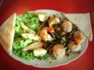 Rendevous: Jakobsmuschel + Garnele mit Spargelköpfen + Pfifferlingen - Rezept