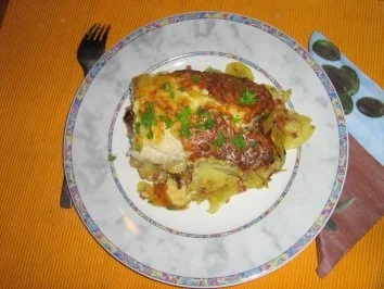 Rezept: Fischfilet auf Bratkartoffeln unter einer Senf-Käse-Kruste Bild Nr. 3 Fischfilet auf Bratkartoffeln unter einer Senf-Käse-Kruste - Rezept - Bild Nr. 3