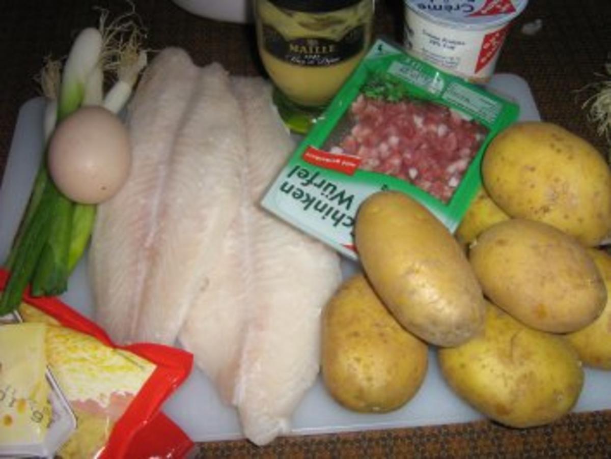 Fischfilet auf Bratkartoffeln unter einer Senf-Käse-Kruste - Rezept - Bild Nr. 2