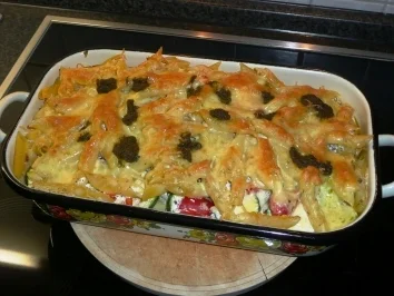 Nudelauflauf mit Gemüse und Basilikum - Rezept