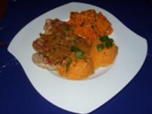 Filetmedaillons mit Karottengemüse und Süßkartoffelbrei - Rezept