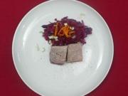 Rotkohl-Ingwer-Salat mit halb rohem Tunfisch - Rezept