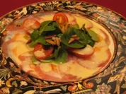Carpaccio vom Lachs, Steinbeißer und Thunfisch mit Wasabi-Dressing - Rezept