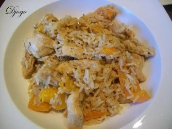 Reis - Paprika - Hähnchen Pfanne - Rezept