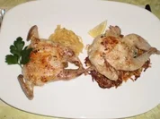 Wachteln mit Ricotta verde und süßer Schalotten- Vinaigrette - Rezept