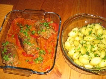 Hack-Kräuter-Rouladen in Paprikasauce an Gnocchis - Rezept - Bild Nr. 14