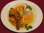 Hähnchencurry mit Limonen-Papaya-Soße an Reis - Hum Tum - Rezept