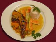 Hähnchencurry mit Limonen-Papaya-Soße an Reis - Hum Tum - Rezept