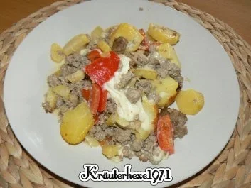 überbackener Hackfleisch-Kartoffelauflauf - Rezept