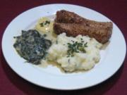 Tunfisch-Stäbchen in Sesam-Kruste mit Gorgonzola-Blattspinat - Popeye deluxe - Rezept