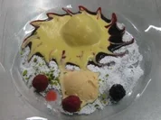 Pfirsich auf Passionsfruchtschaum an italienischem Kräuterlikör - Rezept