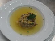 Pilzgratin in klarem Tomatensud - Rezept