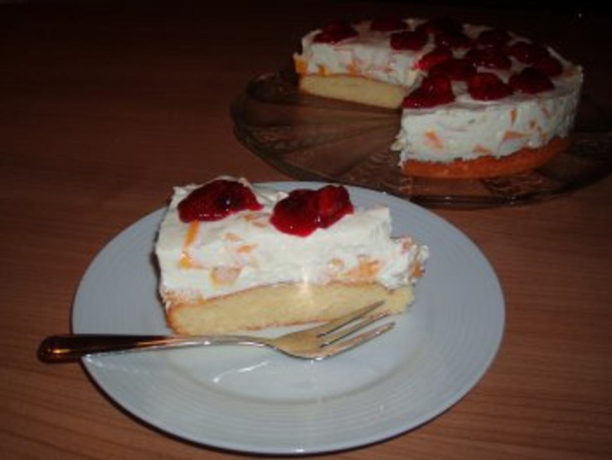 Fanta-Pfirsich-Kuchen mit roter Grütze - Rezept - Bild Nr. 2