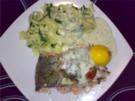 ** aus dem Ofen ** Lachsforelle mit Spinat-Fettucini und Dillsahnesoße - Rezept