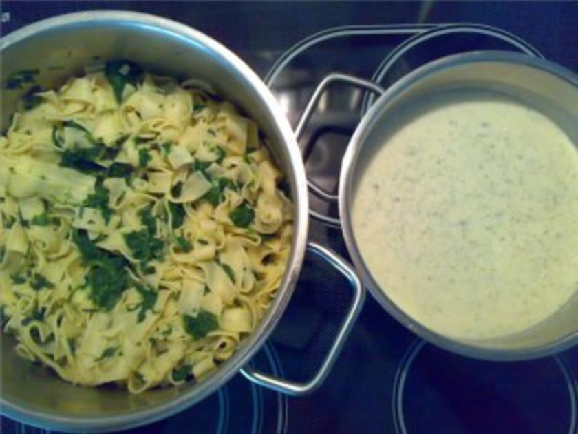 ** aus dem Ofen ** Lachsforelle mit Spinat Fettucini und Dillsahnesoße ...