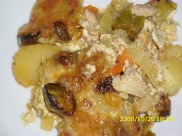 Rezept: Auflauf: Lauch-Karotten-Kartoffel mit geschnetzelter Hähnchenbrust Bild Nr. 2 Auflauf: Lauch-Karotten-Kartoffel mit geschnetzelter Hähnchenbrust - Rezept - Bild Nr. 2