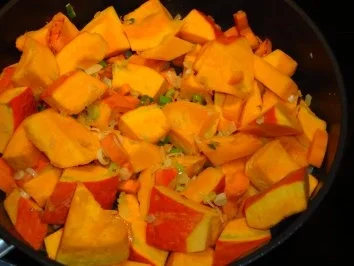 Putengeschnetzeltes mit Reis & Kürbis-Kokosmilch-Soße - Rezept - Bild Nr. 4