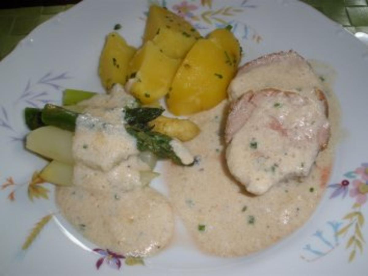 Fleischgerichte - Schweinemedailions pikant gebraten mit Spargel -
Rezept von sarmate