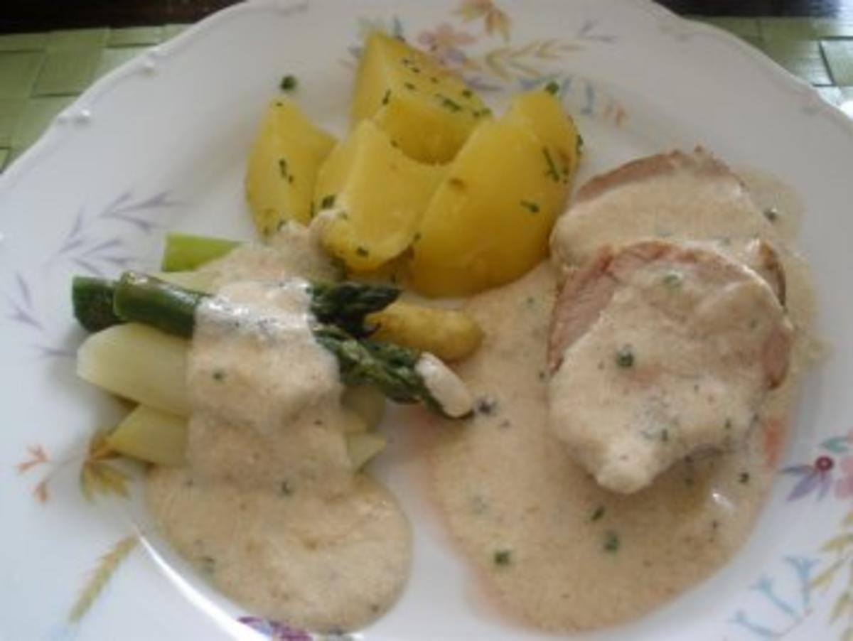 Fleischgerichte - Schweinemedailions pikant gebraten mit Spargel - Rezept - Bild Nr. 2